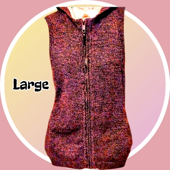 Longer Heavy Weight Sweater Sherpa Lined Hooded Vest with Pockets - Picture 5 of 6